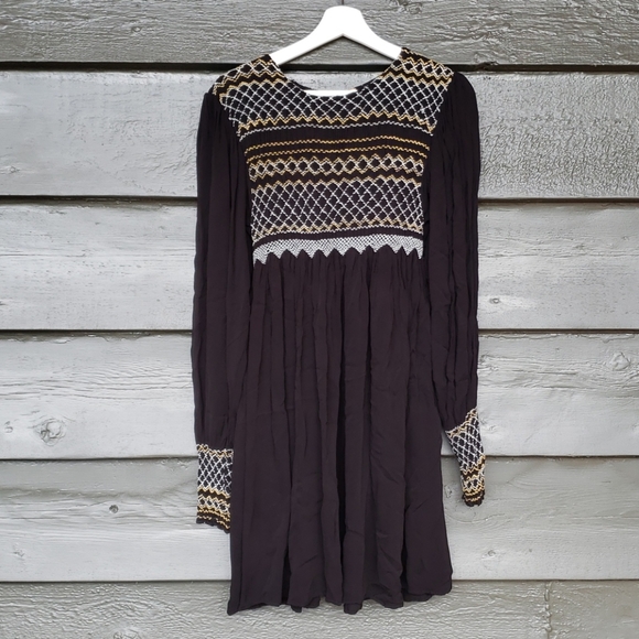 143 FREE PEOPLE Black Late Night Picnic Mini Dress M - Picture 5 of 16